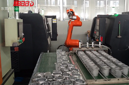 爾必地五金沖壓機(jī)器人取放料搬運(yùn)案例